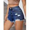 imageSOLY HUX Womens High Waist Ripped Raw Trim Denim Shorts Casual Summer Short Jeans with PocketsSolid Dark Blue