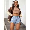 imageSOLY HUX Womens High Waist Ripped Raw Trim Denim Shorts Casual Summer Short Jeans with PocketsSolid Light Blue