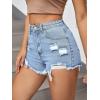 imageSOLY HUX Womens High Waist Ripped Raw Trim Denim Shorts Casual Summer Short Jeans with PocketsSolid Light Blue