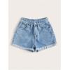 imageSOLY HUX Womens Summer Denim Shorts High Waisted Button Casual Straight Leg Jeans ShortsLight Blue