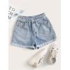 imageSOLY HUX Womens Summer Denim Shorts High Waisted Button Casual Straight Leg Jeans ShortsPlain Light Blue