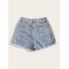 imageSOLY HUX Womens Summer Denim Shorts High Waisted Button Casual Straight Leg Jeans ShortsPure Blue