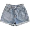 imageSOLY HUX Womens Summer Denim Shorts High Waisted Button Casual Straight Leg Jeans ShortsPure Blue