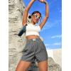 imageSOLY HUX Womens Y2K Striped Boxer Shorts Elastic High Waisted Straight Leg Workout Gym ShortsBlack Letter