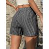 imageSOLY HUX Womens Y2K Striped Boxer Shorts Elastic High Waisted Straight Leg Workout Gym ShortsBlack Letter