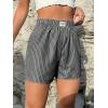 imageSOLY HUX Womens Y2K Striped Boxer Shorts Elastic High Waisted Straight Leg Workout Gym ShortsBlack Letter