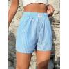 imageSOLY HUX Womens Y2K Striped Boxer Shorts Elastic High Waisted Straight Leg Workout Gym ShortsBlue Letter