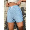 imageSOLY HUX Womens Y2K Striped Boxer Shorts Elastic High Waisted Straight Leg Workout Gym ShortsBlue Letter