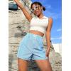 imageSOLY HUX Womens Y2K Striped Boxer Shorts Elastic High Waisted Straight Leg Workout Gym ShortsBlue Letter