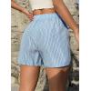 imageSOLY HUX Womens Y2K Striped Boxer Shorts Elastic High Waisted Straight Leg Workout Gym ShortsBlue Letter