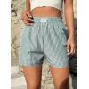 imageSOLY HUX Womens Y2K Striped Boxer Shorts Elastic High Waisted Straight Leg Workout Gym ShortsGreen Letter
