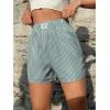 imageSOLY HUX Womens Y2K Striped Boxer Shorts Elastic High Waisted Straight Leg Workout Gym ShortsGreen Letter
