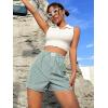 imageSOLY HUX Womens Y2K Striped Boxer Shorts Elastic High Waisted Straight Leg Workout Gym ShortsGreen Letter