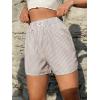 imageSOLY HUX Womens Y2K Striped Boxer Shorts Elastic High Waisted Straight Leg Workout Gym ShortsLight Grey Striped