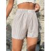 imageSOLY HUX Womens Y2K Striped Boxer Shorts Elastic High Waisted Straight Leg Workout Gym ShortsLight Grey Striped
