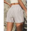 imageSOLY HUX Womens Y2K Striped Boxer Shorts Elastic High Waisted Straight Leg Workout Gym ShortsLight Grey Striped