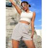 imageSOLY HUX Womens Y2K Striped Boxer Shorts Elastic High Waisted Straight Leg Workout Gym ShortsLight Grey Striped