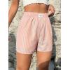imageSOLY HUX Womens Y2K Striped Boxer Shorts Elastic High Waisted Straight Leg Workout Gym ShortsMulticoloured Letter