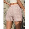 imageSOLY HUX Womens Y2K Striped Boxer Shorts Elastic High Waisted Straight Leg Workout Gym ShortsMulticoloured Letter