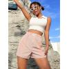 imageSOLY HUX Womens Y2K Striped Boxer Shorts Elastic High Waisted Straight Leg Workout Gym ShortsMulticoloured Letter
