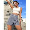 imageSOLY HUX Womens Y2K Striped Boxer Shorts Elastic High Waisted Straight Leg Workout Gym ShortsNavy Blue Letter