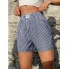 imageSOLY HUX Womens Y2K Striped Boxer Shorts Elastic High Waisted Straight Leg Workout Gym ShortsNavy Blue Letter