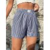 imageSOLY HUX Womens Y2K Striped Boxer Shorts Elastic High Waisted Straight Leg Workout Gym ShortsNavy Blue Letter
