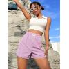 imageSOLY HUX Womens Y2K Striped Boxer Shorts Elastic High Waisted Straight Leg Workout Gym ShortsPink Letter