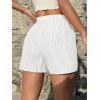 imageSOLY HUX Womens Y2K Striped Boxer Shorts Elastic High Waisted Straight Leg Workout Gym ShortsWhite Letter