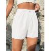 imageSOLY HUX Womens Y2K Striped Boxer Shorts Elastic High Waisted Straight Leg Workout Gym ShortsWhite Letter