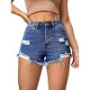 imageSOLY HUX Womens High Waist Ripped Raw Trim Denim Shorts Casual Summer Short Jeans with PocketsSolid Dark Blue