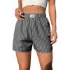imageSOLY HUX Womens Y2K Striped Boxer Shorts Elastic High Waisted Straight Leg Workout Gym ShortsBlack Letter