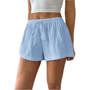 imageSOLY HUX Womens Drawstring Waist Wide Leg Lounge Shorts Casual Summer Fashion ApparelPure Blue