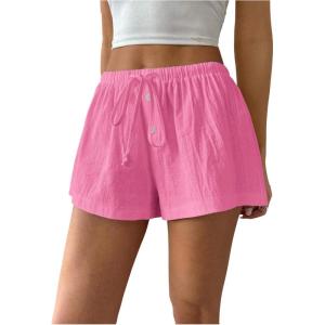 imageSOLY HUX Womens Drawstring Waist Wide Leg Lounge Shorts Casual Summer Fashion ApparelPure Pink