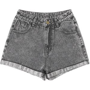 imageSOLY HUX Womens Summer Denim Shorts High Waisted Button Casual Straight Leg Jeans ShortsLight Grey