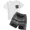 imageSOLY HUX Boys Boho Paisley Print Short Sleeve T Shirt and Shorts Set 2 Piece OutfitsBlack and White Paisley