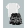 imageSOLY HUX Boys Boho Paisley Print Short Sleeve T Shirt and Shorts Set 2 Piece OutfitsBlack and White Paisley