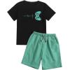 imageSOLY HUX Boys Letter Graphic Short Sleeve Tee Shirt and Drawstring Waist Shorts Set 2 Piece OutfitBlack and Mint Green