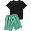 imageSOLY HUX Boys Letter Graphic Short Sleeve Tee Shirt and Drawstring Waist Shorts Set 2 Piece OutfitBlack and Mint Green