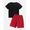 imageSOLY HUX Boys Letter Graphic Short Sleeve Tee Shirt and Drawstring Waist Shorts Set 2 Piece OutfitBlack and Red