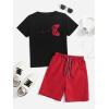 imageSOLY HUX Boys Letter Graphic Short Sleeve Tee Shirt and Drawstring Waist Shorts Set 2 Piece OutfitBlack and Red