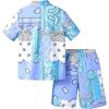 imageSOLY HUX Boys Summer 2 Piece Outfits Boho Paisley Print Short Sleeve Button Down Shirt and Shorts SetBlue and White Paisley