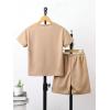 imageSOLY HUX Boys Summer Short Sleeve Letter Tee Shirt and Track Shorts 2 Piece OutfitMocha Brown Letter