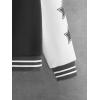 imageSOLY HUX Boys Varsity Jacket Letter Star Print Long Sleeve Color Block Baseball Bomber Jacket CoatBlack and White Print