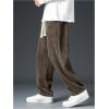 imageSOLY HUX Mens 2 Piece Corduroy Pants Drawstring Elastic Waist Straight Leg Baggy Pants with PocketsBrown and Grey