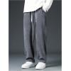 imageSOLY HUX Mens 2 Piece Corduroy Pants Drawstring Elastic Waist Straight Leg Baggy Pants with PocketsBrown and Grey