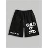 imageSOLY HUX Mens Graphic Shorts High Waist Elastic Casual Workout Athletic Gym Summer y2k ShortsBlack Graphic