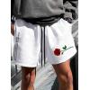 imageSOLY HUX Mens Graphic Sweat Shorts Floral Letter Print Drawstring Waist Track Shorts with PocketWhite Graphic