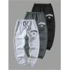 imageSOLY HUX Sweatpants for Men 3 Piece Letter Graphic Drawstring Elastic Waist Workout Joggers Pants with PocketsMulticoloured Letter