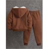 imageSOLY HUX Toddler Boys 2 Piece Outfits Fall Winter Sweatsuit Long Sleeve Hoodie Jacket and Sweatpants SetBrown Graphic